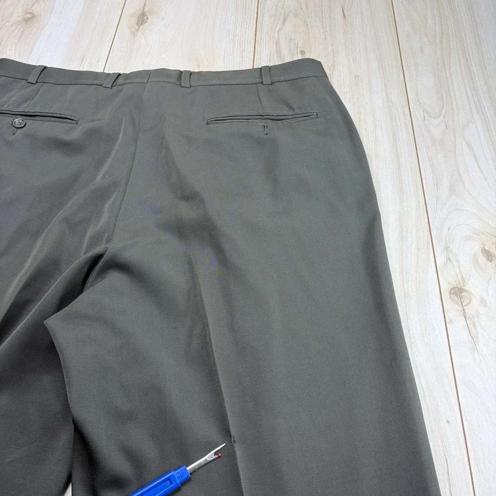Brooks Brothers Wool Double Pleated Dress Pants Mens 36x28 Dark Green